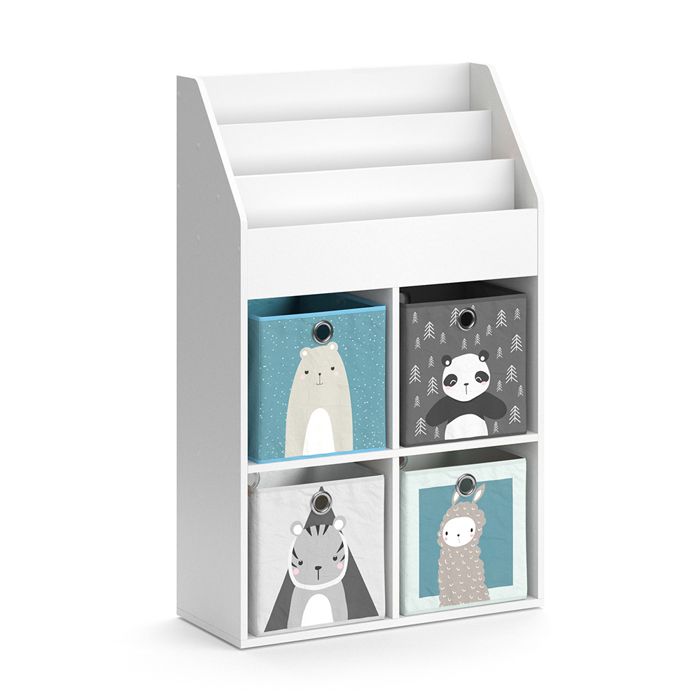 Bibliothèque Blanche Vicco Luigi Avec Banc Intégré - 5 étagères, 72x30x79 Cm - Neuf En Kit