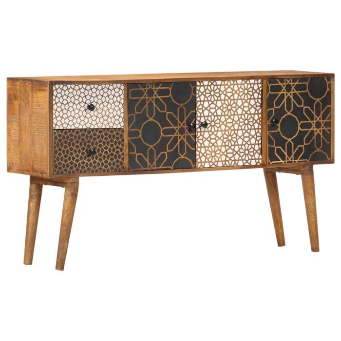 vidaXL Buffet avec motif imprimé 130x30x70 cm Bois de manguier massif 247917