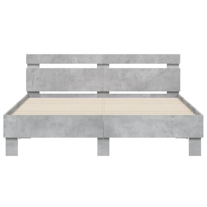 Cadre de lit - ZERODIS - A3207437 - 140x190 cm - Gris béton - Bois dingénierie