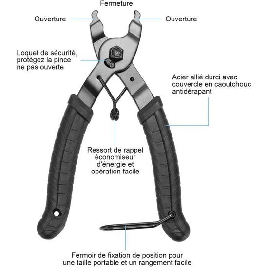 Pince à Chaîne De Vélo QKURT – Outil De Retrait De Maillon Rapide – Noir