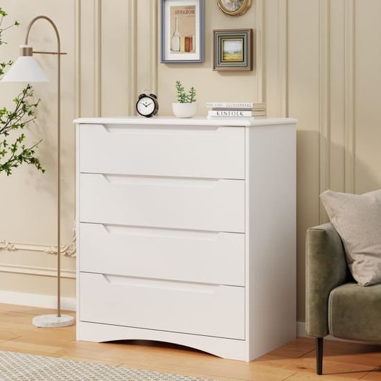 Commode 4 Tiroirs 60x30.5x71cm Gris Béton - Meuble De Rangement Chambre, Bois Ingénierie, Charge 50kg - 6