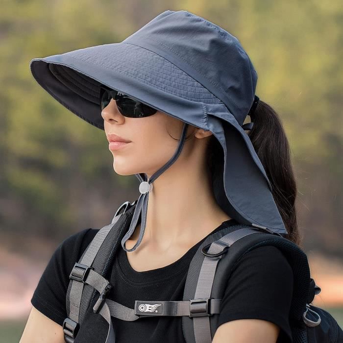SEAUR Chapeau De Soleil Femme Casquette Anti UV Large Bord - Protection Respirante Pour Randonnée Et Plage