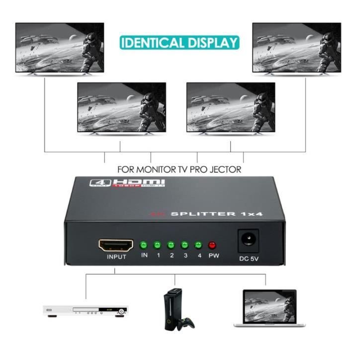 Splitter HDMI 2.0 4K 1x4 (1 entrée, 4 sorties) - Cdiscount TV Son Photo