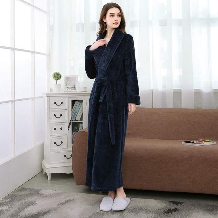 Peignoir Femme Robe Super Douce avec Fourrure Peignoir sans Capuche Flanelle Peignoir 2 Poches pour Femme Peignoir Epais avec 1044 Cdiscount Maison