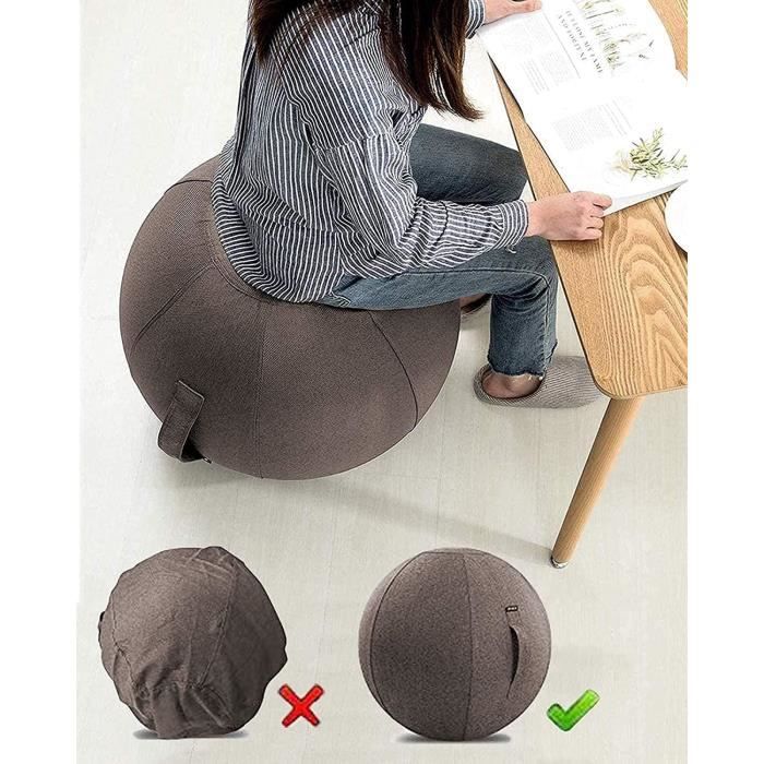 Ballon De Gym Avec Housse – Taille 55/65/75 Cm – Antidérapant, Résistant Jusqu’à 2000 Lb – Pour Bureau, Yoga, Grossesse