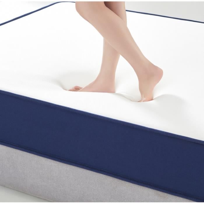 Luxe Matelas mémoire de forme et ressorts ensachés 90x190 Memo - épaisseur 20cm- 8 zones de confort mousse mémoire adaptative - Maison