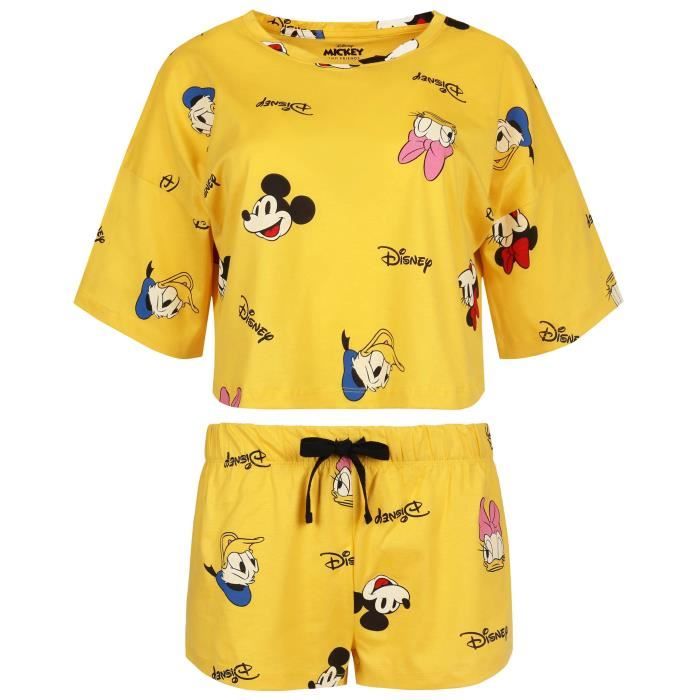 Pyjama court jaune pour femmes Mickey Mouse DISNEY Jaune
