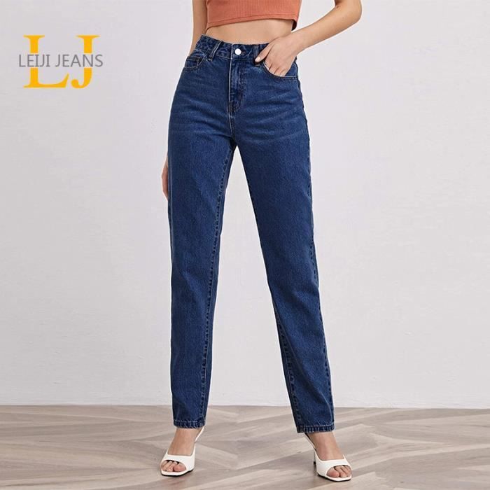 Jean Droit Extensible Pour Femme Style Vintage Taille Moyenne Coupe Ample Style Boyfriend Light blue Light blue Cdiscount Pret a Porter