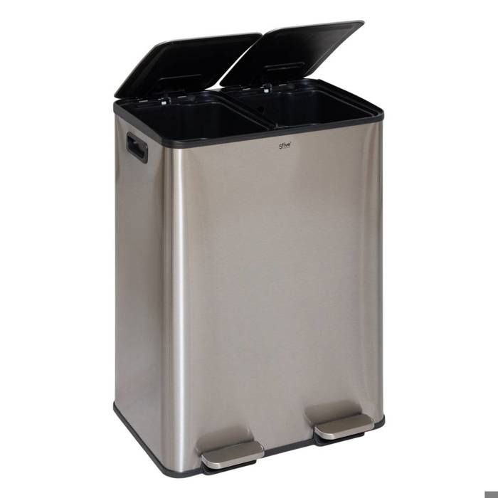 5 Five Simply Smart Poubelle à Pédale Ariane Noir Métal 30 Litres - Fine Et Élégante