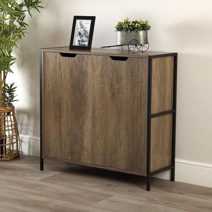 Console Entrée Versa Alfama 90x81cm - 2 Tiroirs Bois Pin Gris - Étroite 30cm