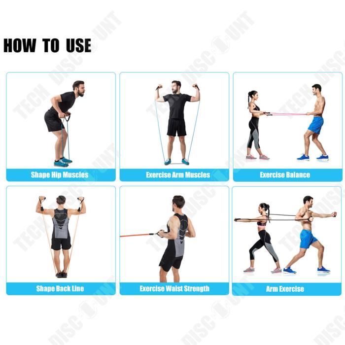 Set 5 Élastiques Fitness Yidaxing - 5 Niveaux Résistance Avec Poignées Et Ancres
