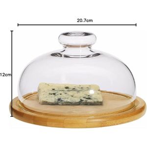 Cloche à Fromage Fackelmann Avec Plateau En Bois - Verre Et Bois, Modèle 31035, 20x20x14 Cm