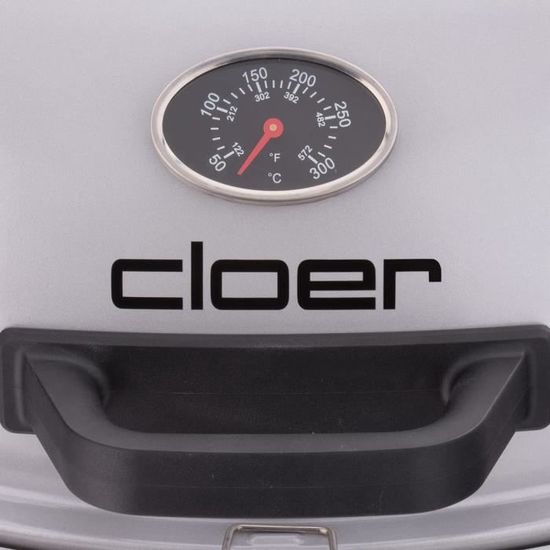 Barbecue électrique Cloer 6789 - 2400W - Grille Ovale 38.5x52.5cm - Antiadhésif - Bonnet Amovible
