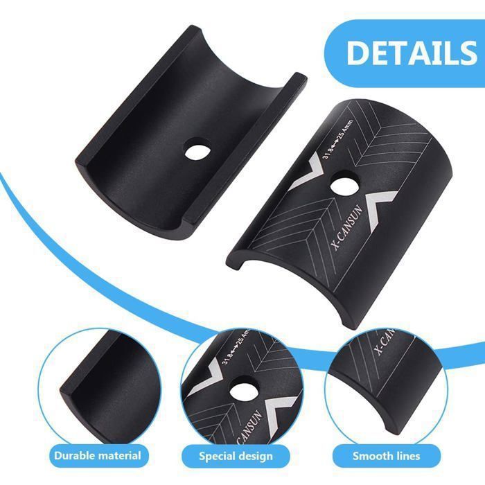 ZORTVUL 2 Sets Entretoises Guidon Vélo 25,4 à 31,8 Mm - Adaptateurs Potence Aluminium Noir Ou Argent