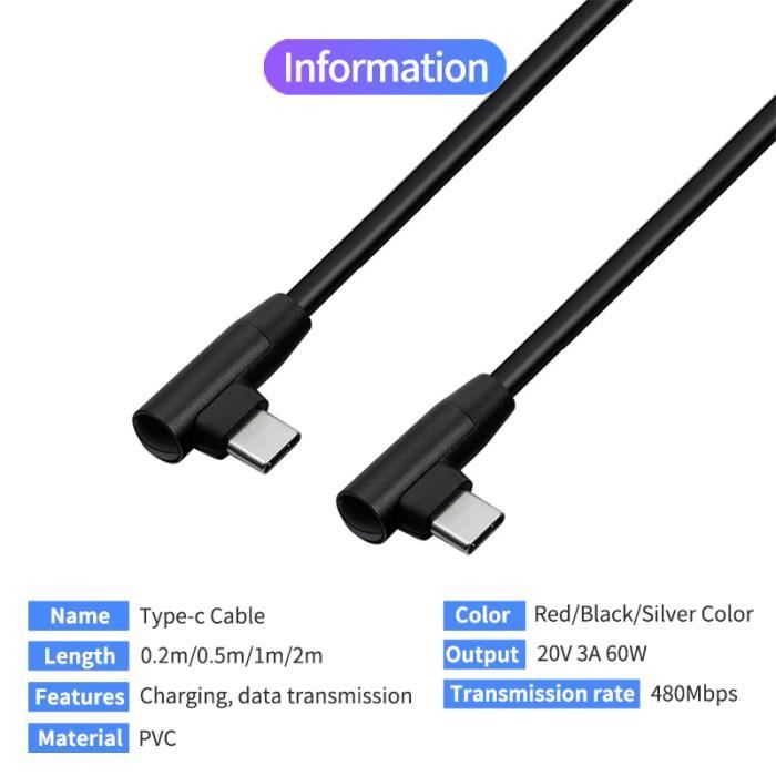 Câble original Xiaomi Mi USB Type-C vers Type-C – 5A, 100W, 480Mbps – EAS CI