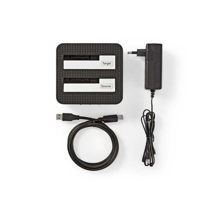 Station D'accueil Disque Dur USB 3.0 Double Baie - Pour HDD SATA/IDE 2,5" Et 3,5" - Clonage Hors Ligne, Vitesse 5 Gbps, Hub USB Inclus