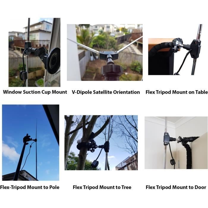 Kit Antenne Dipôle RTL-SDR - Télescopique, Anti-interférences, Pour VHF/UHF (montage Ventouse)