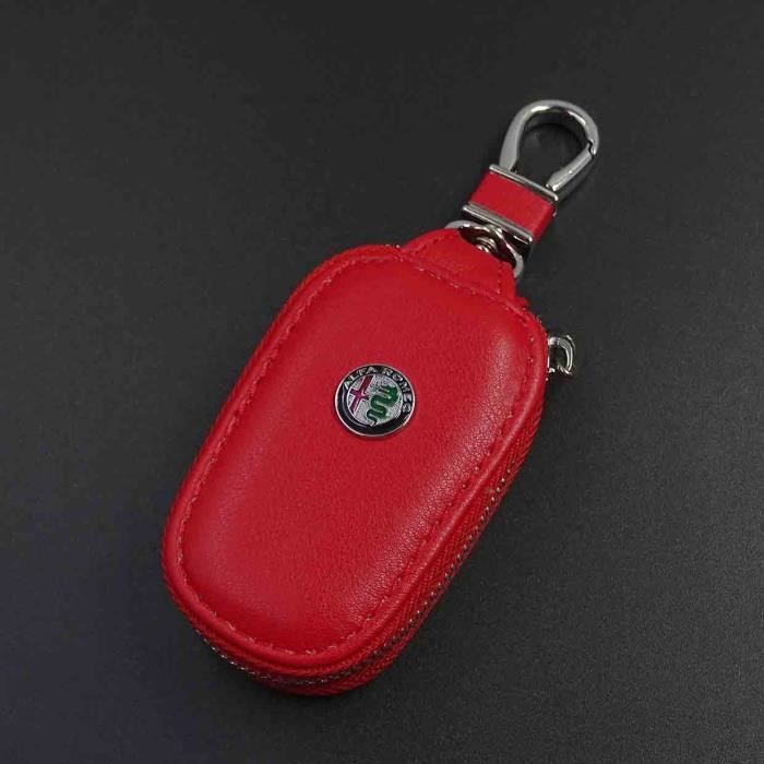 Coque clé,Porte clés de voiture en cuir véritable Pour Alfa Romeo