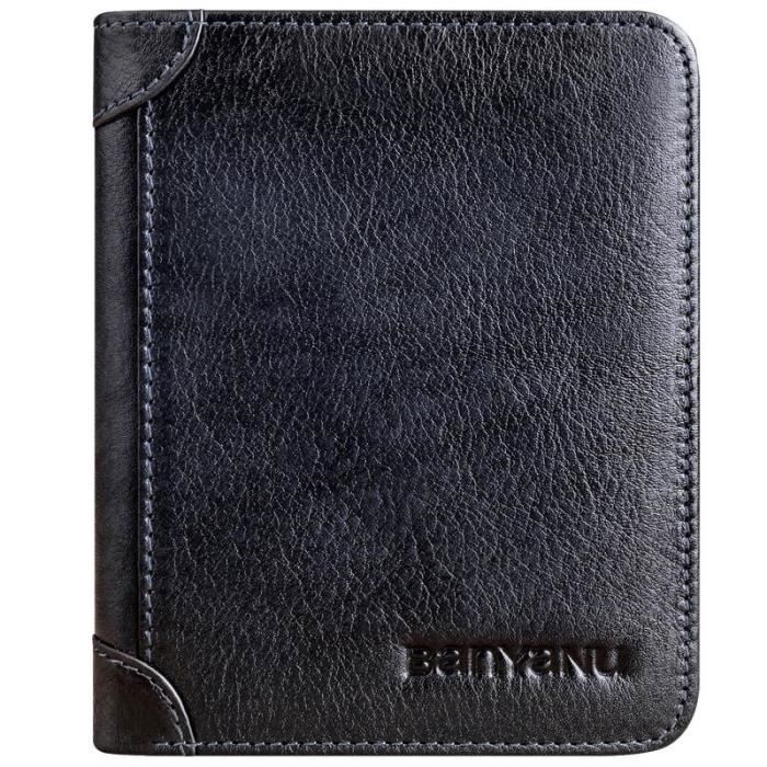 Portefeuille RFID pour hommes en cuir PU - Nouveau modèle court Vintage