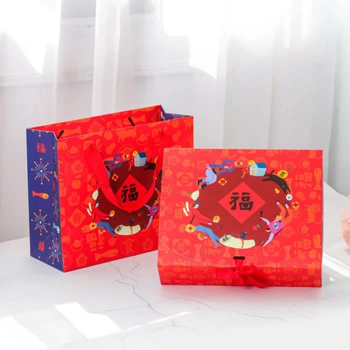 6pcs Nouvel An Chinois Coffret Cadeau Cas Cadeaux Sac Fourre-tout Pochette  De Stockage Conteneur En Papier Partie BOL - Cdiscount Beaux-Arts et  Loisirs créatifs