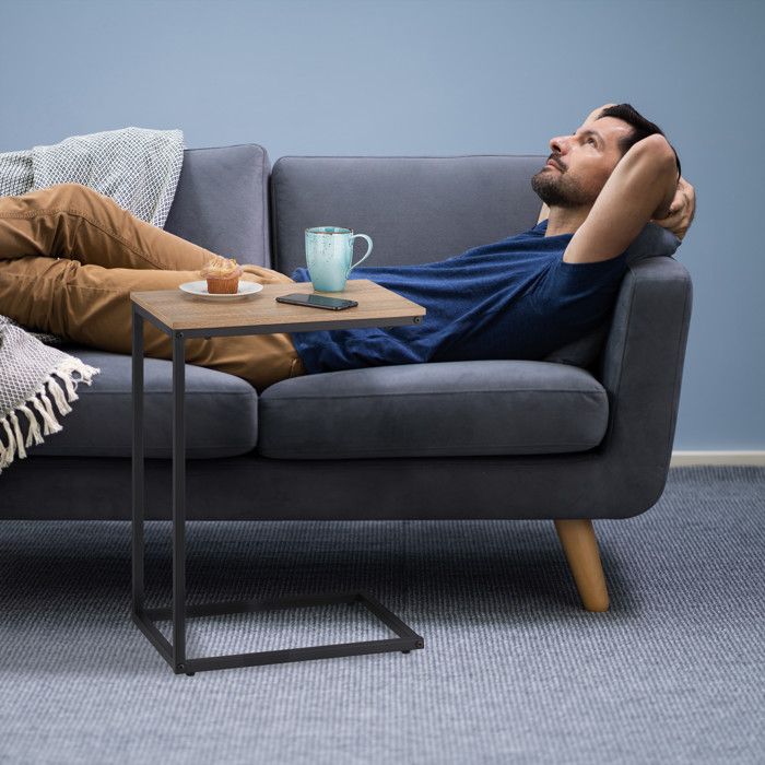 Table Basse Béton Effet Grise - MDF 90x55 Cm Avec Étagère