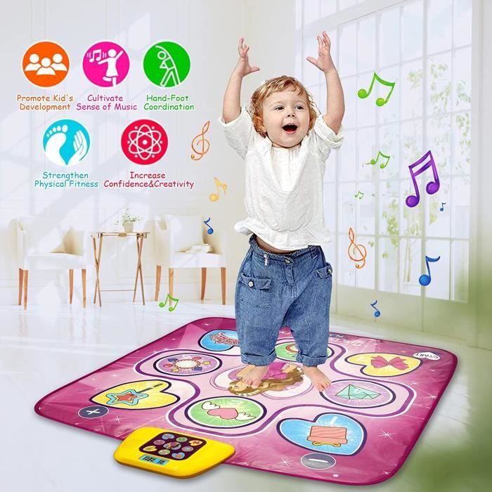 Tapis De Danse LED Pour Enfants – 6 Lumières Magiques, Bluetooth, 6 Modes De Jeu Interactifs, Rechargeable – Cadeau Noël Anniversaire Filles Garçons 4-12 Ans