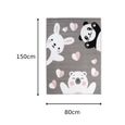 TAPISO Tapis Chambre Enfant Poils Ras Pinky Gris Ours Panda Lapin Polypropylène Intérieur 80x150 cm-3