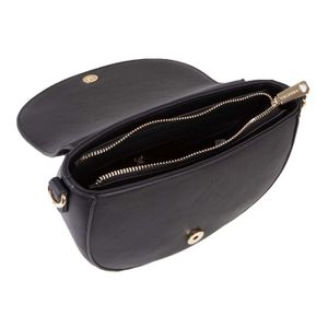 Sac bandoulière - Mode - Cuir - Noir - Compartiment à glissière - Pour