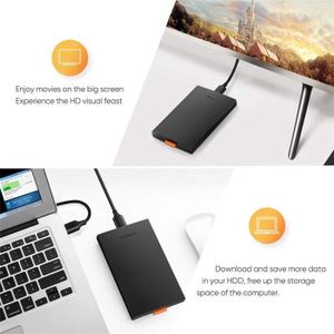 Boîtier Externe Pour Disque Dur 2.5" USB 3.1 Type C Transparent - Compatible Jusqu'à 4 To - UASP III - Pour Ordinateur Portable Et Bureautique - 5