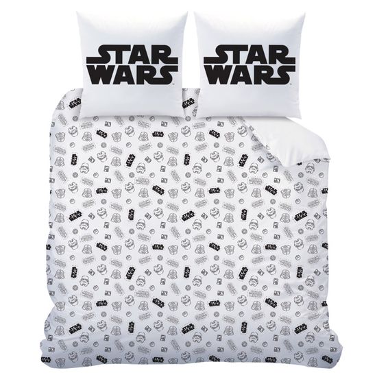 Housse de couette en percale de coton au galon géométrique