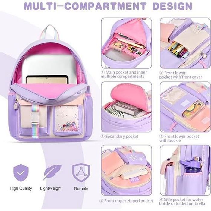 Sac à Dos Enfant, Maternelle Cartable Fille Primaire de Grande