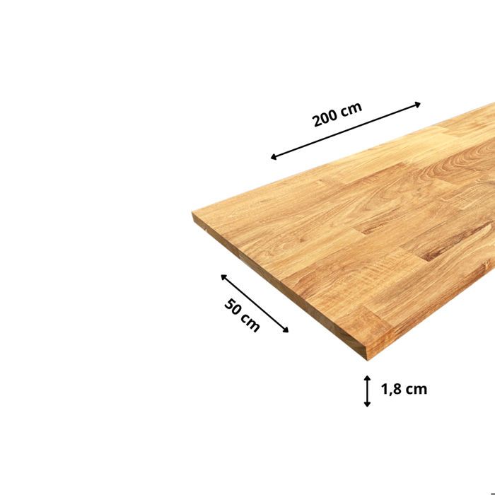 Tablette Teck Massif Abouté, L.200 cm x l.50 cm, Ep.18 mm - Cdiscount ...