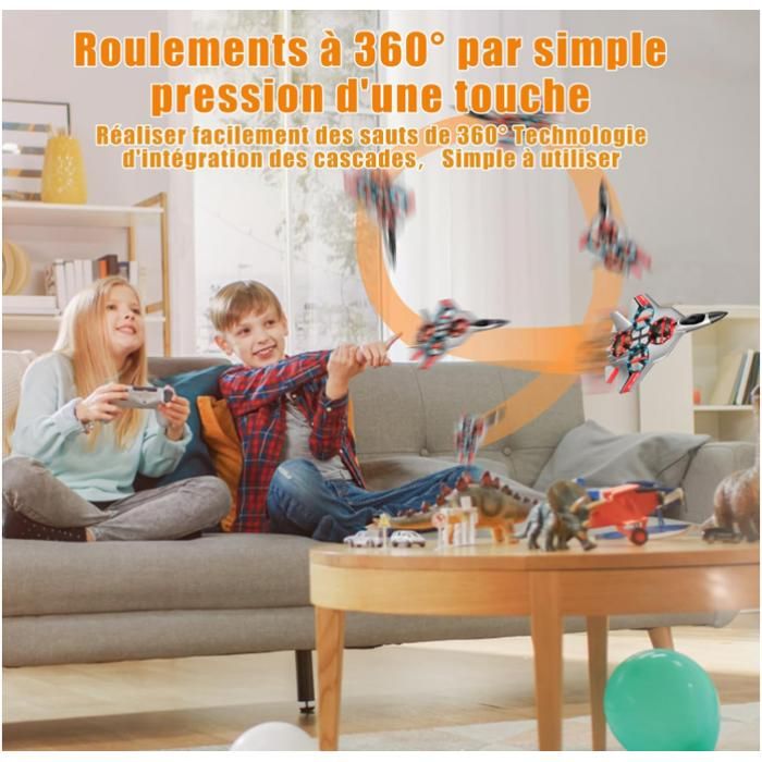 Avion Télécommandé 2,4 GHz Avec LED – Modèle F-22 Camouflage – Planeur EPP – Vol 3D Et 360° – Pour Enfants Et Adultes – Cadeau Noël