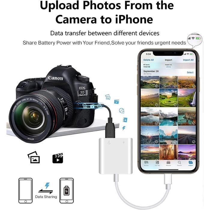 Adaptateur De Caméra Lightning Vers Usb Pour Iphone Ipad