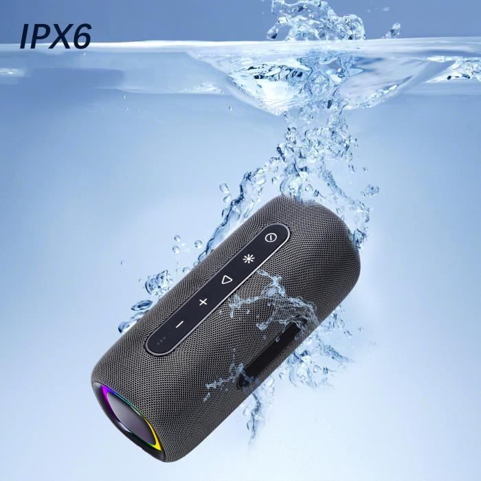 Enceinte Bluetooth Portable, Enceinte Bluetooth Waterproof IPX6 360° HD  Stéréo, Haut-Parleur Bluetooth 5.0 sans Fil 12W Autonomie 12H Mains Libres  Téléphone Support Radio FM, USB, TF - Noir - Enceinte sans fil 