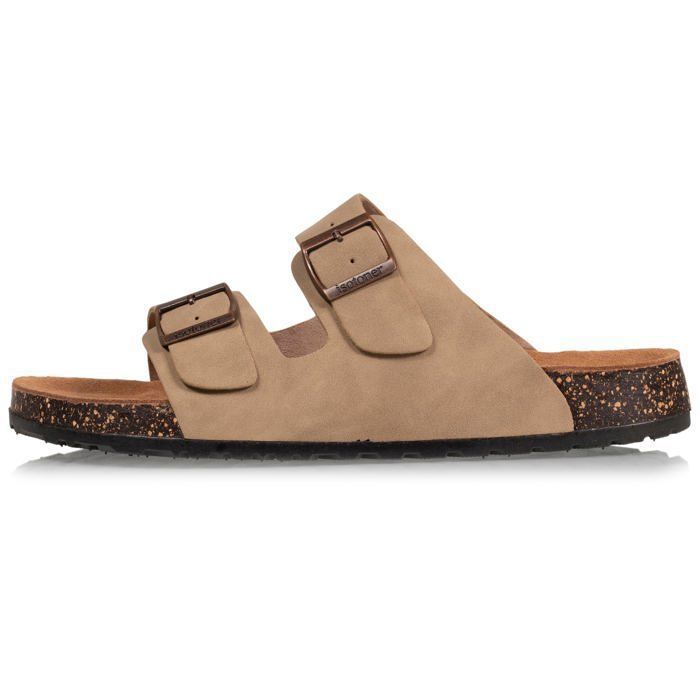 Mules Homme Isotoner Sandales à Brides Ultra Confortables Avec Scratch - Semelle Intérieure Cuir, Légères Et Respirantes