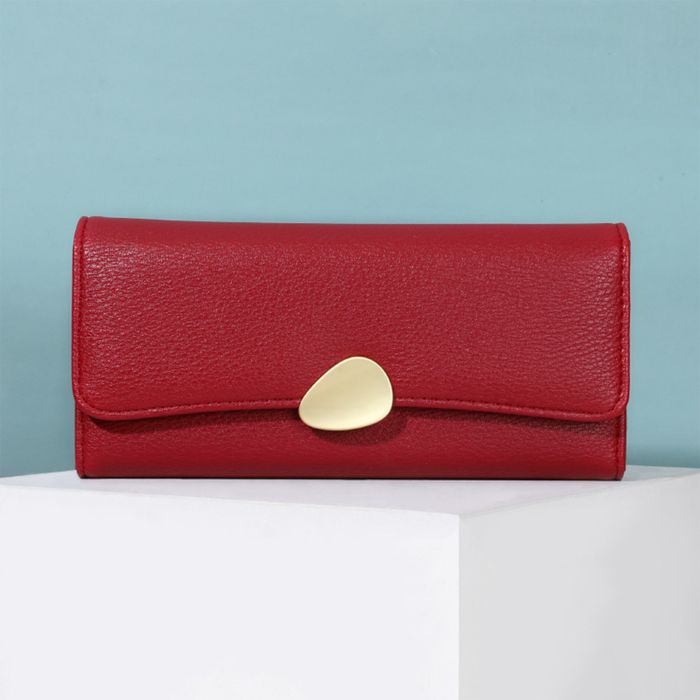 Portefeuille Double Fermeture éclair Femme En Simili Cuir PU Rouge - Porte-monnaie Et Cartes, Neuf Avec étiquettes