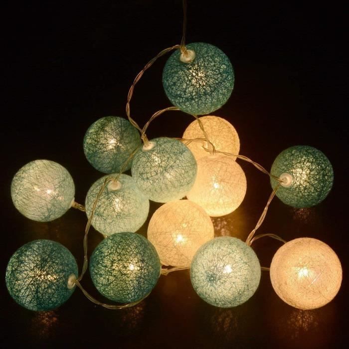 20 LED guirlande lumineuse boule tressée Lampes de Noël coton X