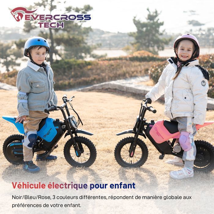 Moto Électrique Pour Enfants Pneu 12'' Vitesse 8/16km/h Evercross EV13M Bleu à Prix