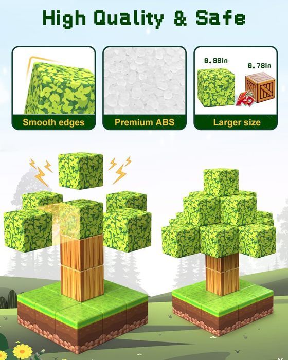 Blocs De Construction Magnétiques 150 Pièces - Thème Forêt - Jeu Éducatif Enfant 3-9 Ans