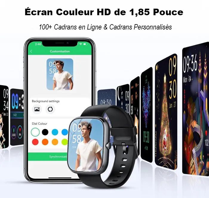 BLACKVIEW Montre Connectée Homme avec Appel Bluetooth/2 Bracelet/100+M... pas cher