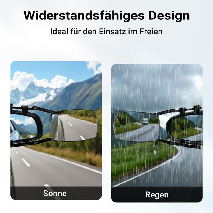 Lot De 2 Rétroviseurs Convexes Universels VIRIECH – Angle Mort Réglable 360° Avec Clip Et Bande Élastique Anti-Vibrations – Idéal Pour Camping-Car, Caravane, SUV Et Camion