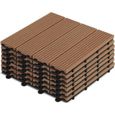 8 dalles de terrasse clipsables - 30 x 30 x 2,5 cm - Bois composite - Oviala - Marron-0