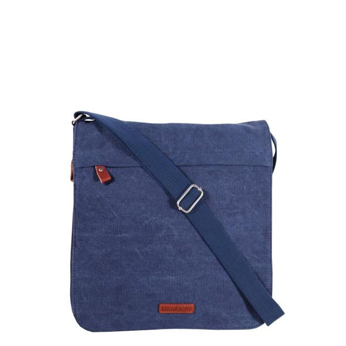 Sac bandouli?�re KATANA toile garni cuir grande taille r?�f 6505 bleu (4 coul. disp.) Bleu 