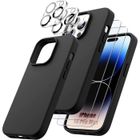 BOOLING Coque pour iPhone 14 Pro Max TPU Noir + 2 Verres Trempés et 2 Protections Caméra Arrière