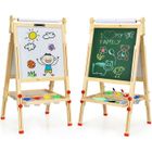 DREAMADE 3 en 1 Chevalet d’Art Pliable en Bois, Double Face Magnétique avec Rouleau de Papier, Hauteur Réglable, pour Garçons