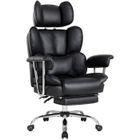 INTIMATE WM HEART IWMH Chaise de Bureau en Cuir PU à Dossier Grand, Fauteuil avec repose-pieds, accoudoirs allongés et appui-tête - Noir