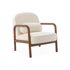SWEEEK Fauteuil scandinave bois d'hévéa teinté noyer clair et bouclette Amelie