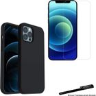 Coque de protection Noir + Verre trempé 2.5D pour Apple iPhone 12 Mini avec Stylet Toproduits®