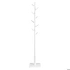 VASAGLE Portemanteau, Portant à Vêtements en Bois, Support sur Pieds avec 8 Crochets, pour Manteaux, Chapeaux, Bois d'Hévéa, Blanc